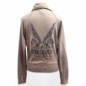 Faith Connexion Embellished Zip Jacket – XS – “Love Deeper” Seahorse Design – Gr